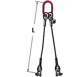 Drahtseilgehänge 2-Strang mit Schäkel 7000 kg / 22 mm, Länge 2,00 m
