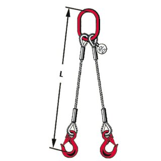 Drahtseilgehänge 2-Strang mit Sicherheitskarabinerhaken 1400 kg / 10 mm, Länge 1,00 m
