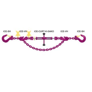 ICE-Zurrkette VSK-CURT-K-GAKO, 2-teilig, mit Verkürzungshaken und Knebelspanner 16000 daN / 13 mm, Länge 4,00 m
