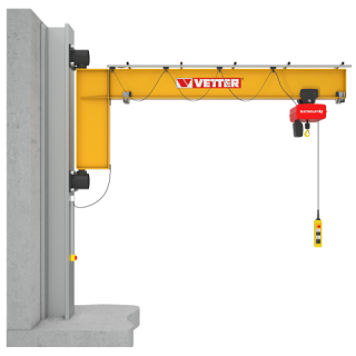 Wall-mounted slewing jib crane Geselle GN 180°, loading capacity 2000 kg, outreach 6,50 m