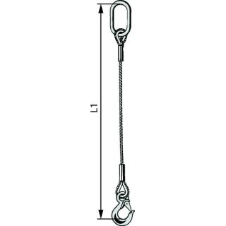 Edelstahl Anschlagseil einers. Ring anders. Sicherheitskarabinerhaken 3600 kg / 20 mm, Länge 4,00 m