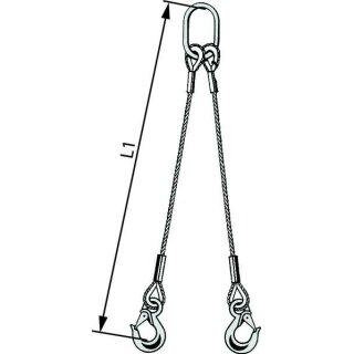 Edelstahl Anschlagseil (2-Strang) einers. Ring anders. zwei Sicherheitskarabinerhaken 4620 kg / 18 mm, Länge 4,00 m
