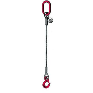 Wire rope hanger 1-strand with safety snap hook 2700kg / 16mm 2,00m