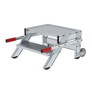 Work platform, movable, step width 600 mm, grooved aluminium