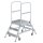 Platform stairs, with double-sided access, with spring-loaded castors, grooved aluminium