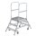 Platform stairs, with double-sided access, with spring-loaded castors, steel grating