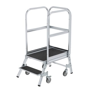Platform stairs, with single-sided access, with spring-loaded castor corundum coating R 13