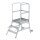 Platform stairs, with single-sided access, with castors and handles, steel grating