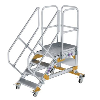 Platform stairs 45° movable step width 600 mm Grooved aluminium