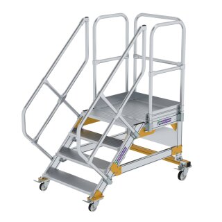 Platform stairs 45° movable step width 800 mm Grooved aluminium