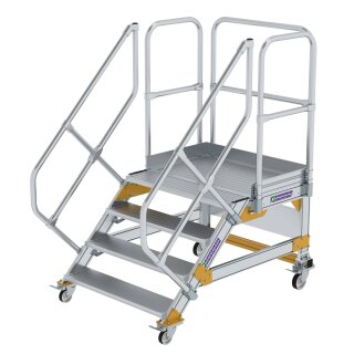 Platform stairs 45° movable step width 1000 mm Grooved aluminium