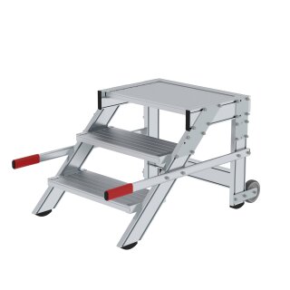 Work platform, mobile, step width 600 mm, grooved aluminium 3 steps