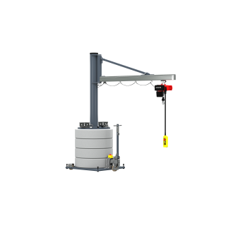 Mobiler Säulenschwenkkran MOB12-US - 270° mit Elektrokettenzug, Tragfähigkeit 500 kg, Ausladung 3,395 m