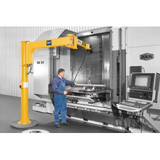 Column-mounted slewing jib crane BOY with electric chain hoist with hook suspension, loading capacity 125 kg, outreach 2000 mm